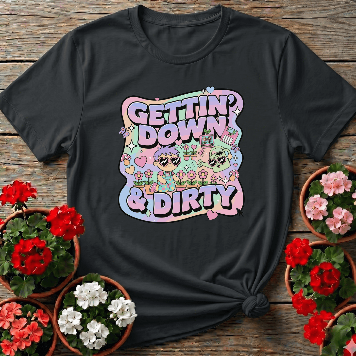 Gettin Down & Dirty Cute 90s Aesthetic T-shirt - GardeningTshirts