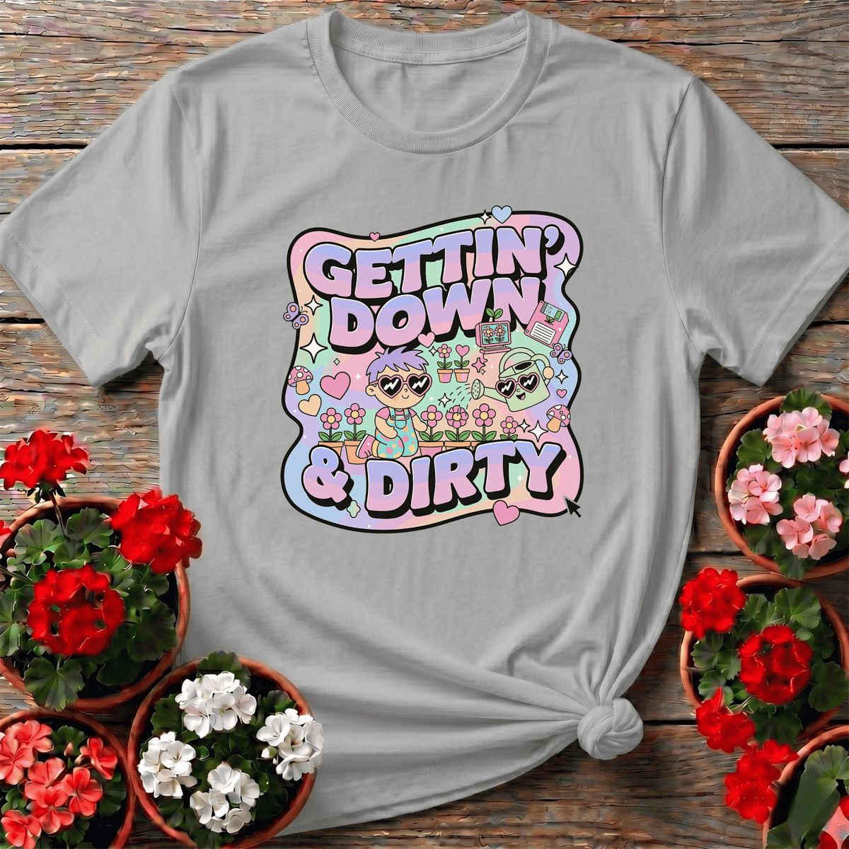 Gettin Down & Dirty Cute 90s Aesthetic T-shirt - GardeningTshirts