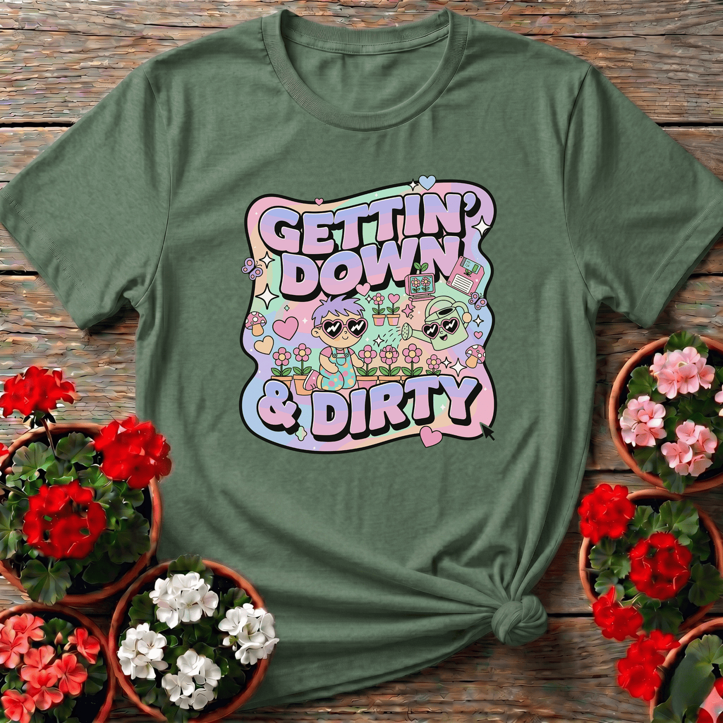 Gettin Down & Dirty Cute 90s Aesthetic T-shirt - GardeningTshirts