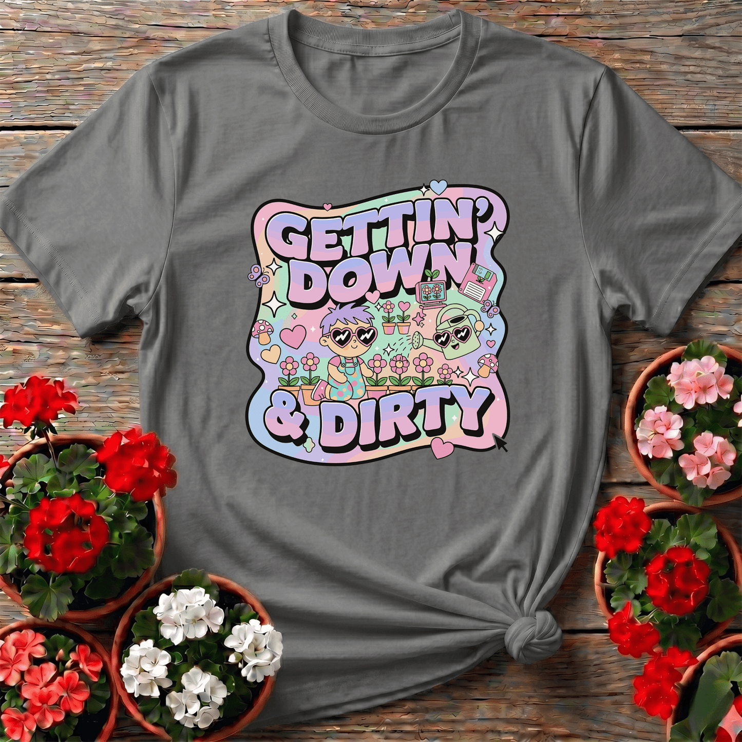 Gettin Down & Dirty Cute 90s Aesthetic T-shirt - GardeningTshirts