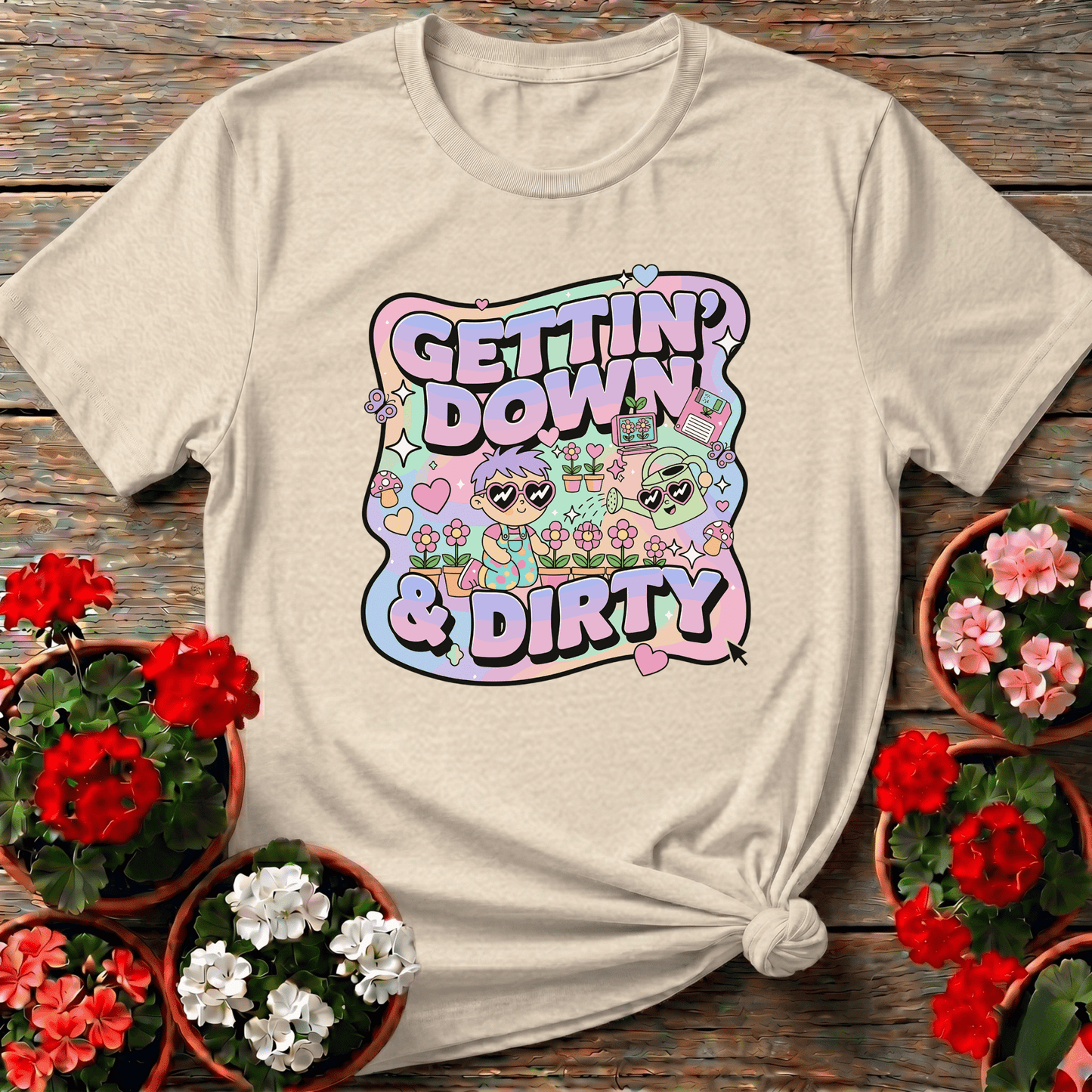 Gettin Down & Dirty Cute 90s Aesthetic T-shirt - GardeningTshirts