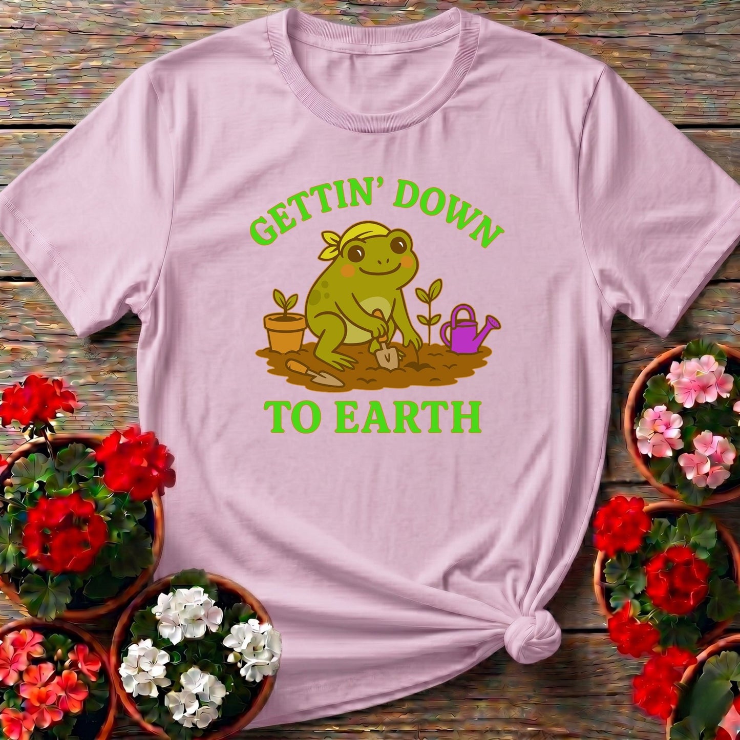 Gettin Down To Earth Cute Frog Tee - GardeningTshirts