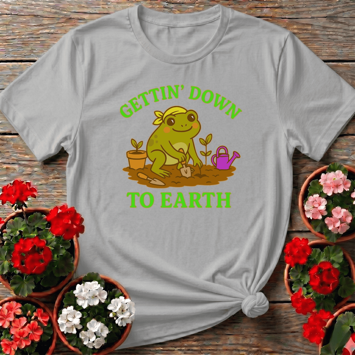 Gettin Down To Earth Cute Frog Tee - GardeningTshirts