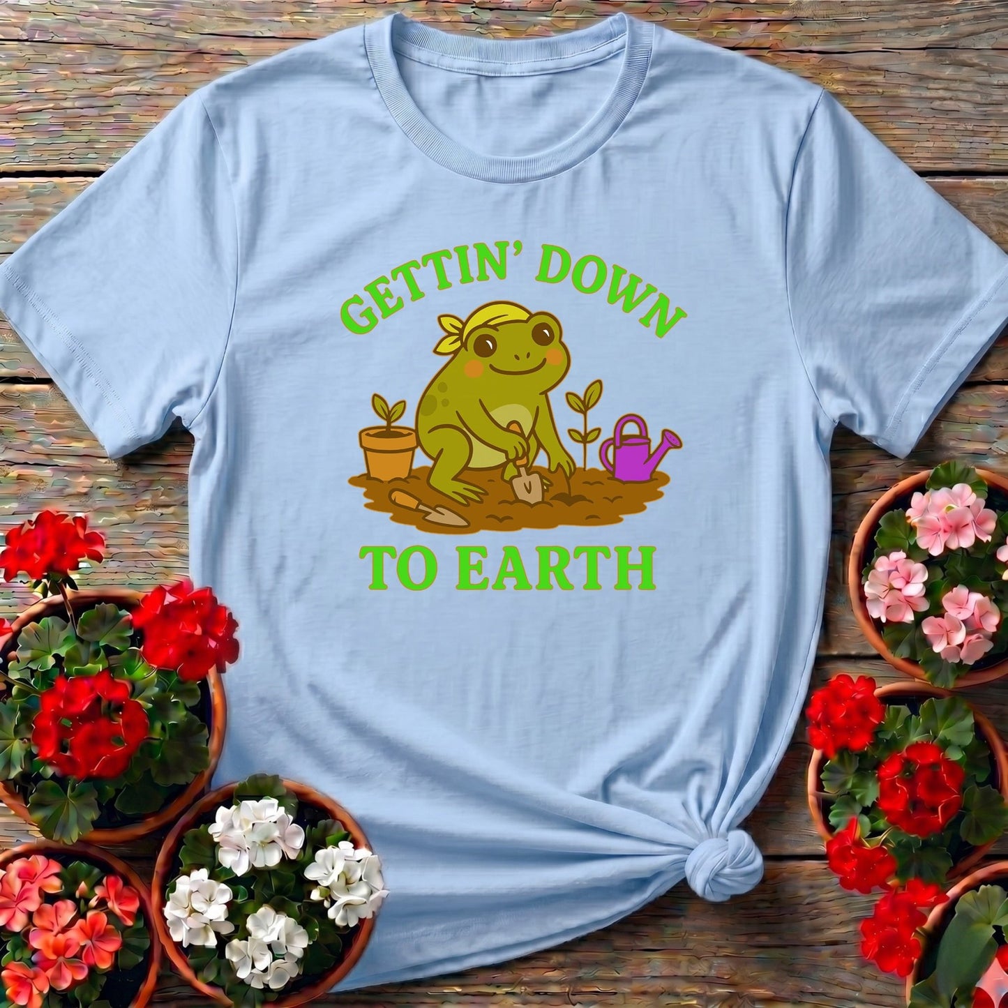 Gettin Down To Earth Cute Frog Tee - GardeningTshirts