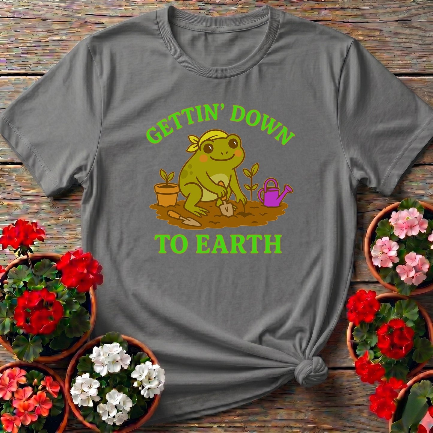 Gettin Down To Earth Cute Frog Tee - GardeningTshirts