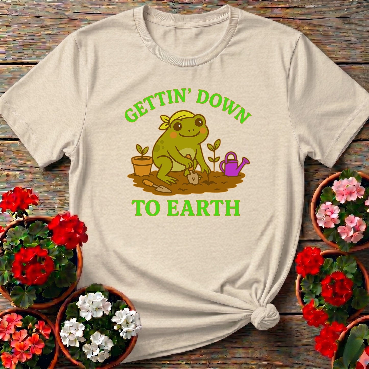 Gettin Down To Earth Cute Frog Tee - GardeningTshirts