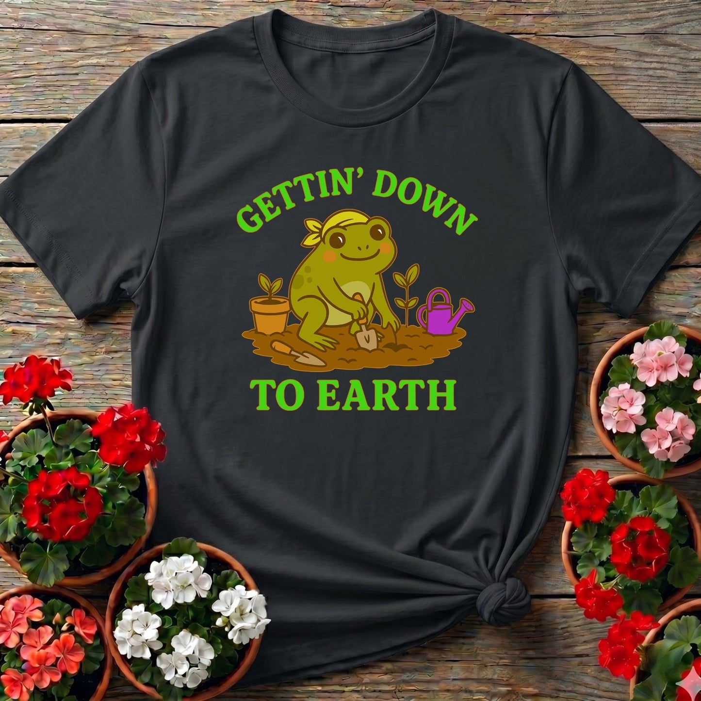 Gettin Down To Earth Cute Frog Tee - GardeningTshirts