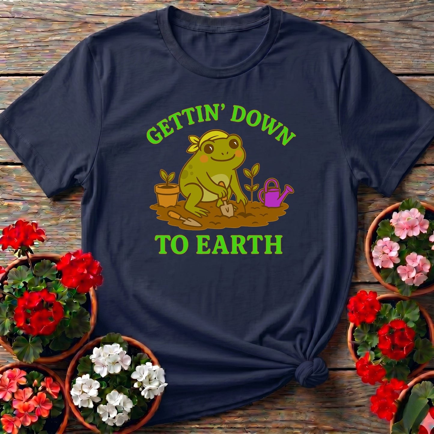 Gettin Down To Earth Cute Frog Tee - GardeningTshirts