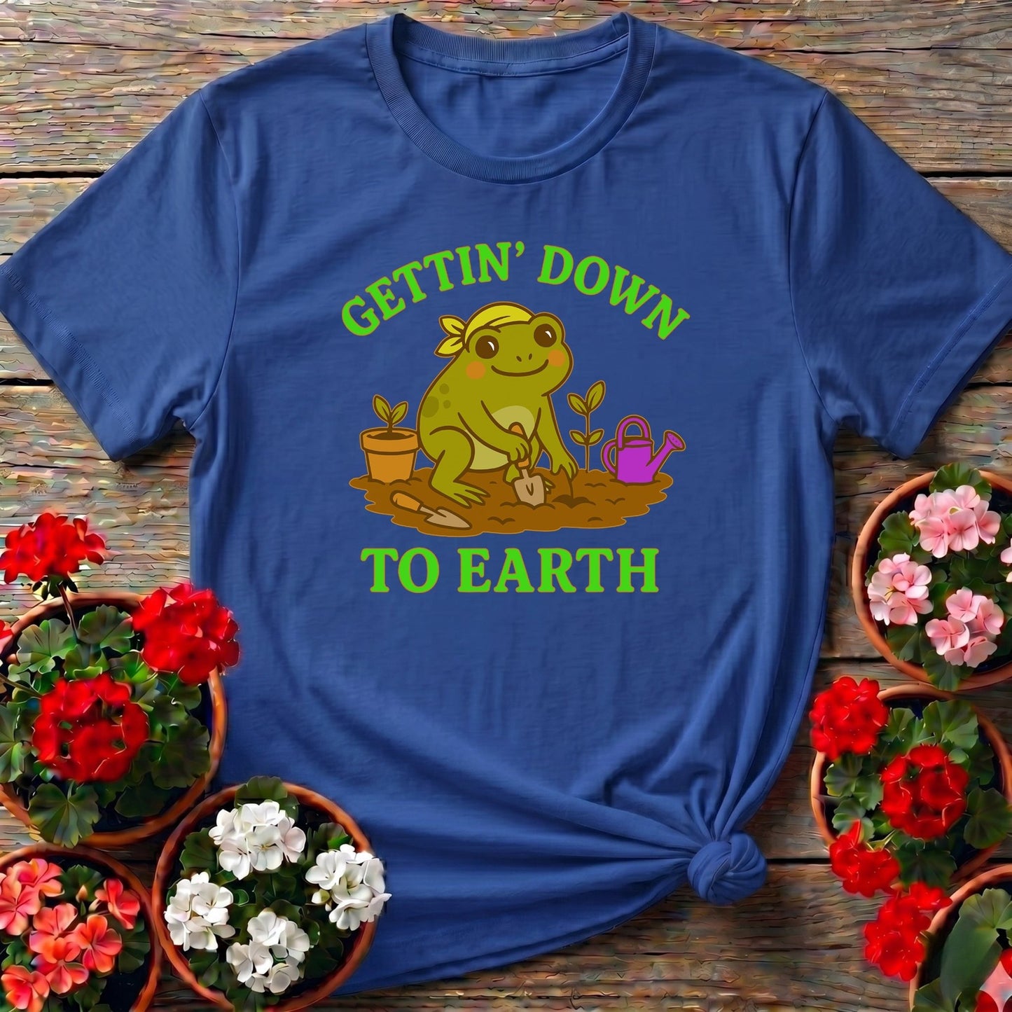 Gettin Down To Earth Cute Frog Tee - GardeningTshirts
