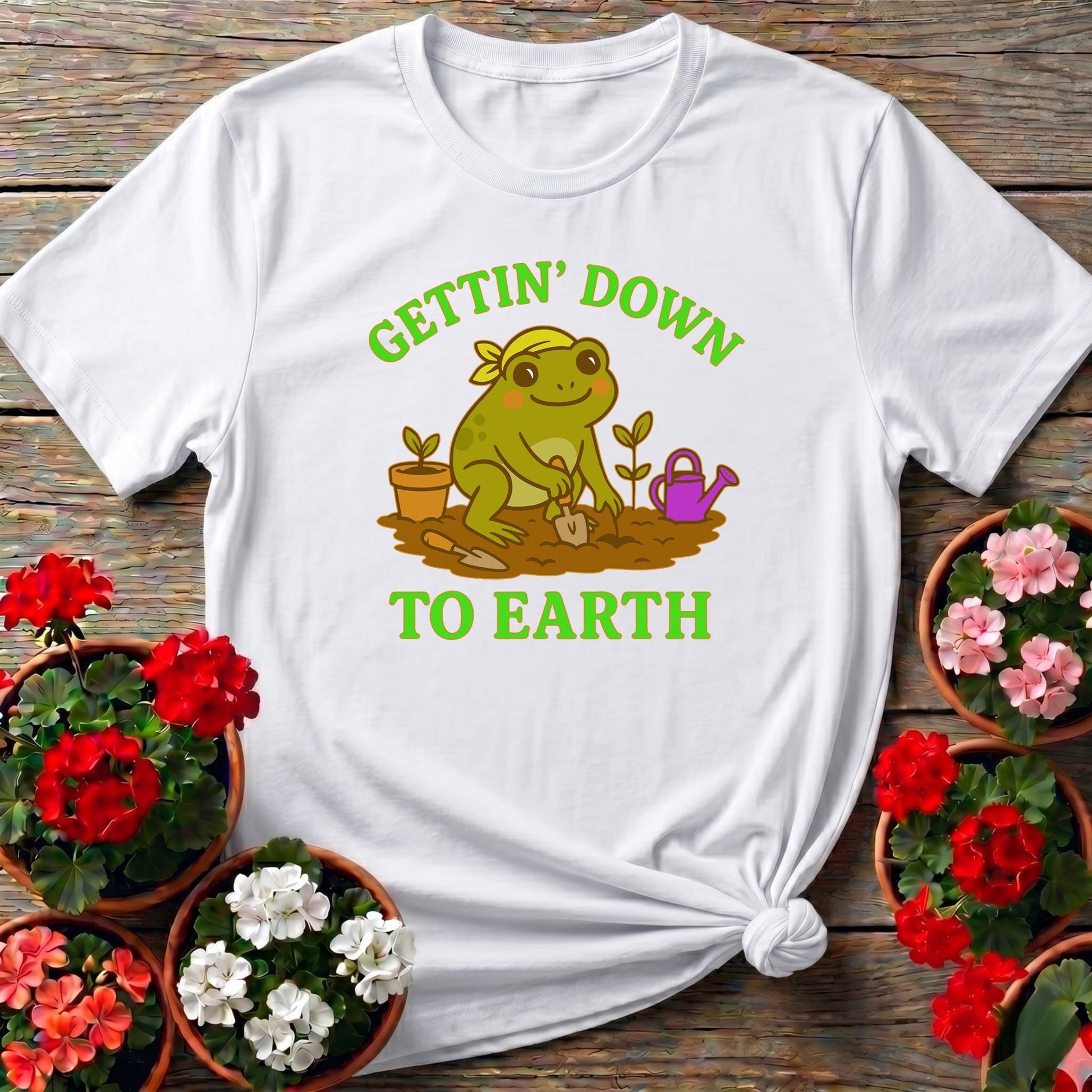 Gettin Down To Earth Cute Frog Tee - GardeningTshirts
