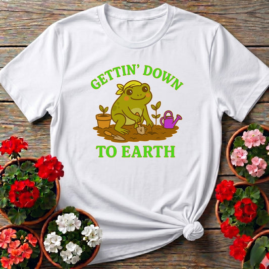 Gettin Down To Earth Cute Frog Tee - GardeningTshirts