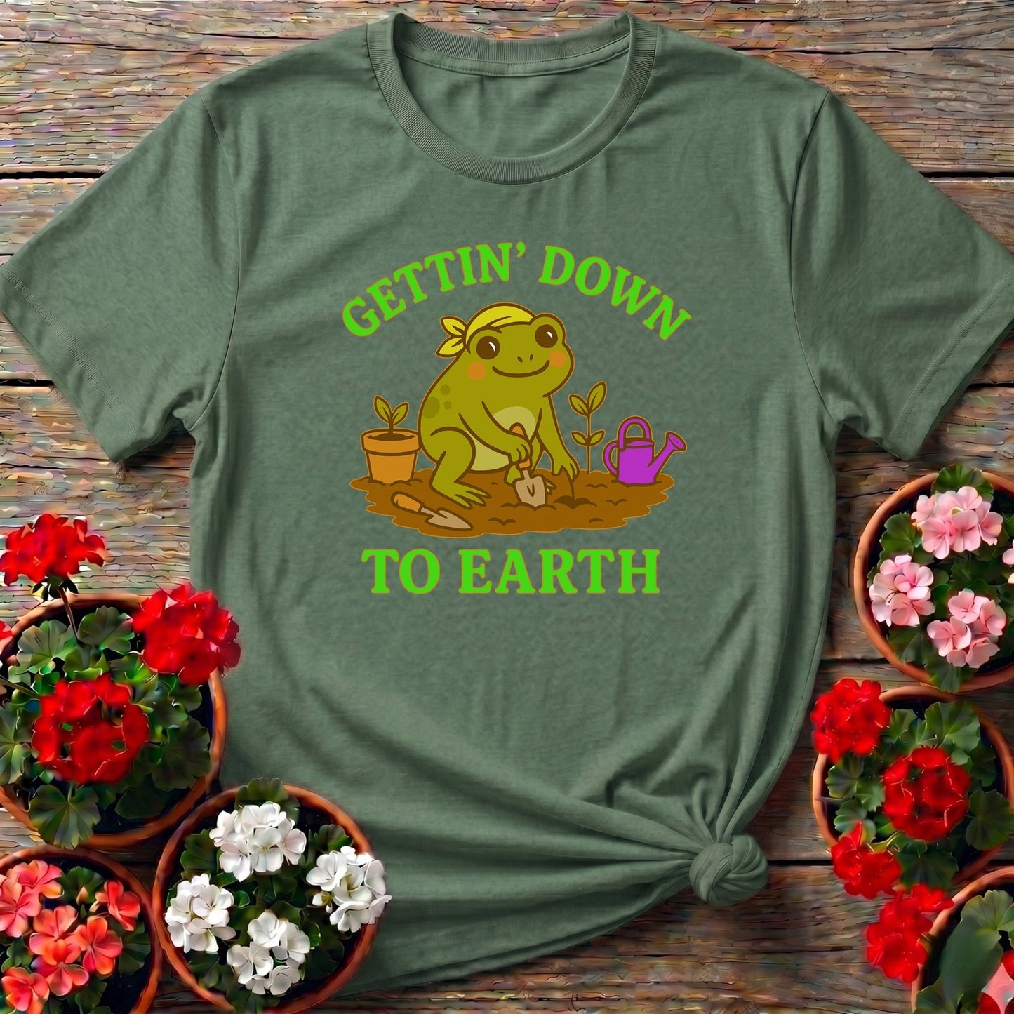 Gettin Down To Earth Cute Frog Tee - GardeningTshirts