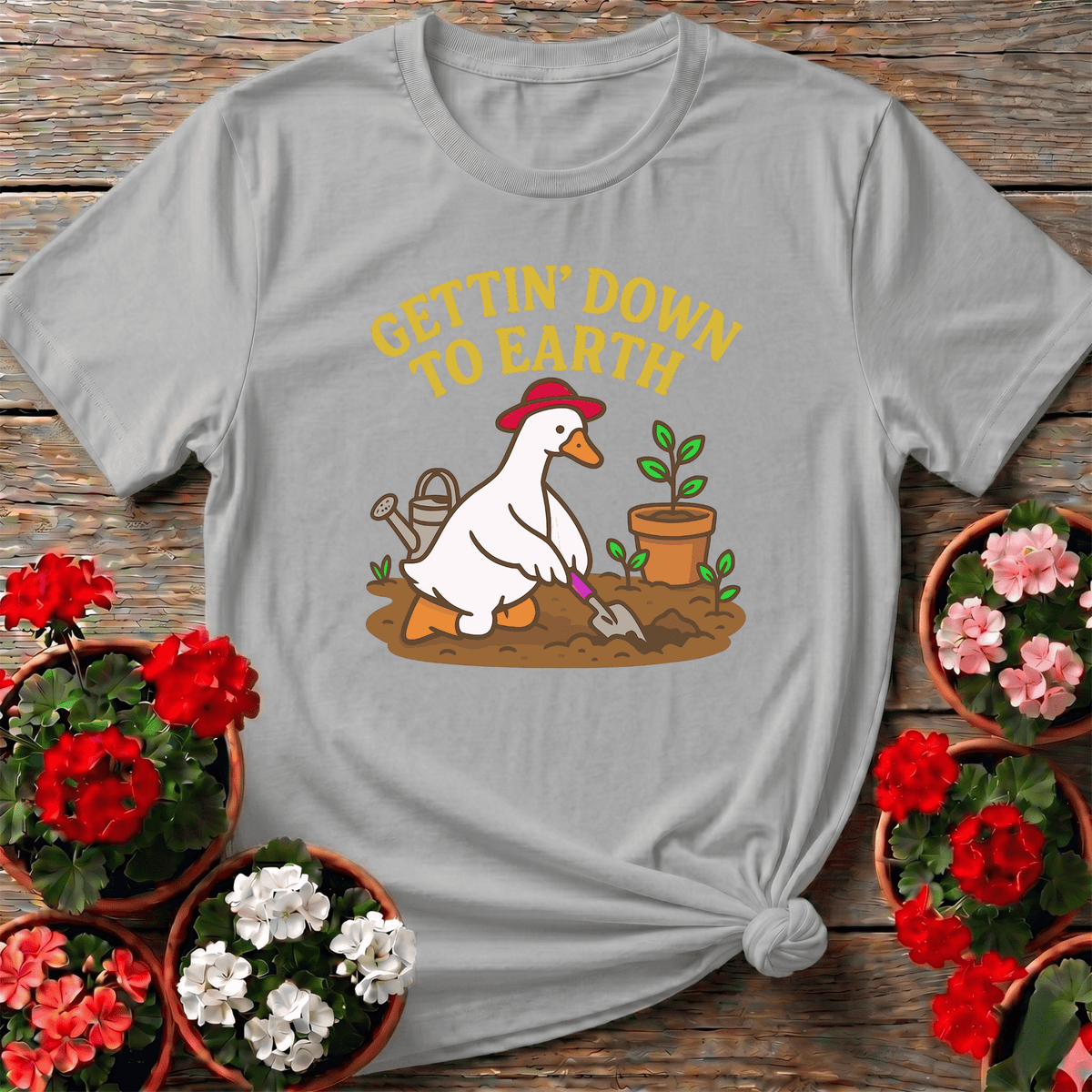 Gettin' Down To Earth Cute Goose T shirt - GardeningTshirts