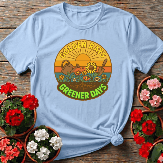 Golden Rays Greener Days Sunflower Gardening Tee - GardeningTshirts