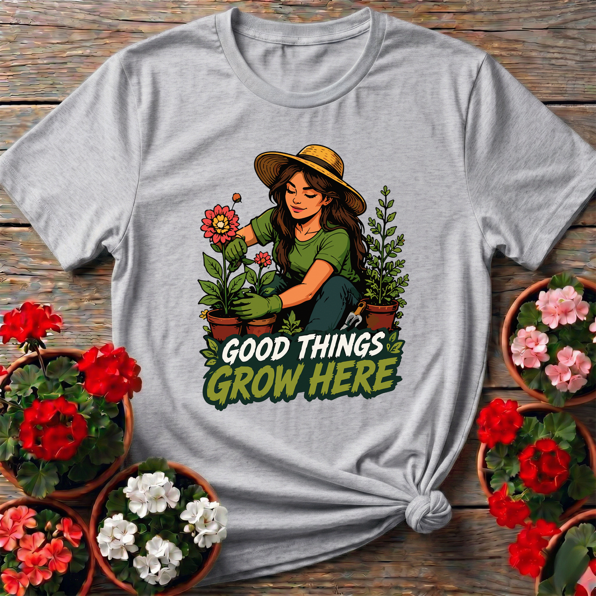 Good Things Grow Here Gardening T-Shirt for Women - GardeningTshirts