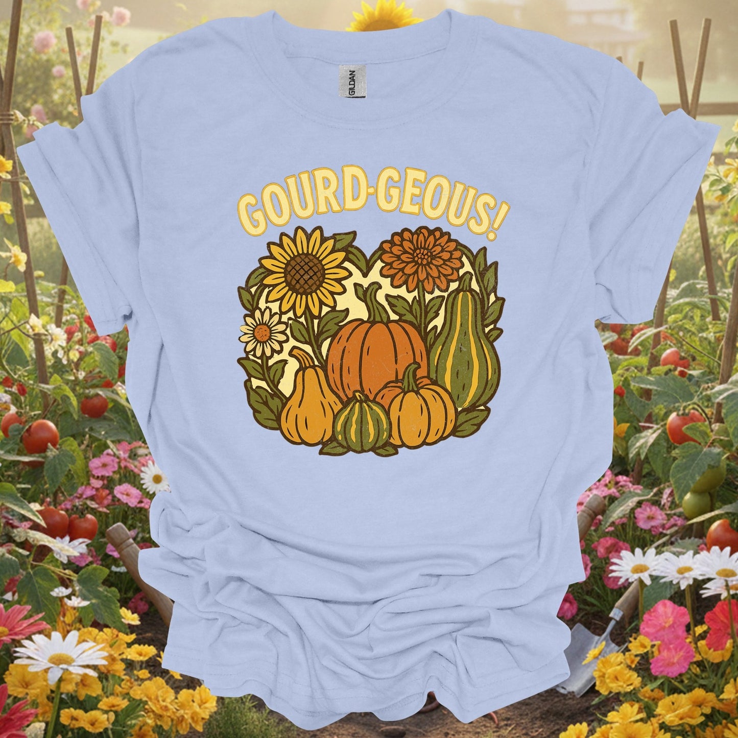 "Gourd - geous!" Vintage Style Autumn Harvest Pun Shirt - GardeningTshirts