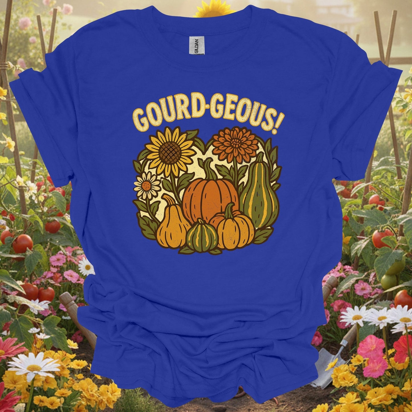 "Gourd - geous!" Vintage Style Autumn Harvest Pun Shirt - GardeningTshirts