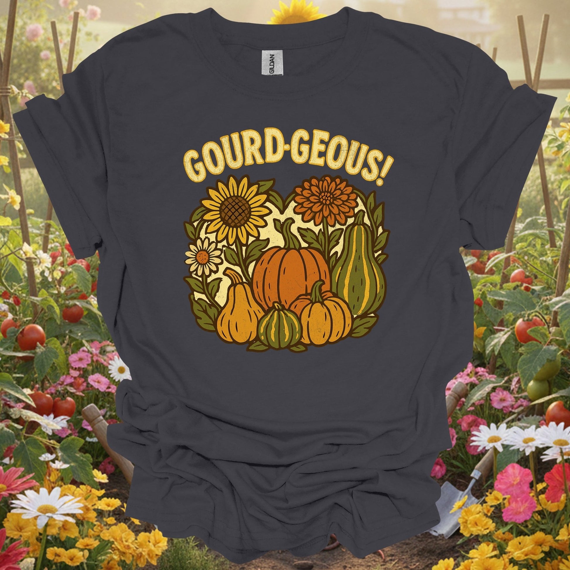 "Gourd - geous!" Vintage Style Autumn Harvest Pun Shirt - GardeningTshirts