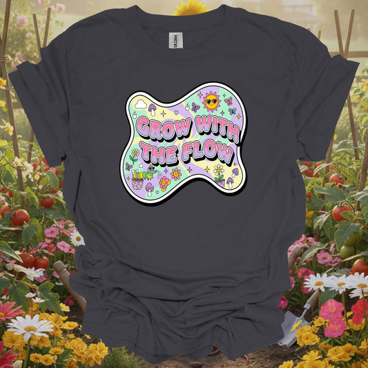 Groovy Grow With The Flow Retro Y2K Psychedelic T-Shirt - GardeningTshirts