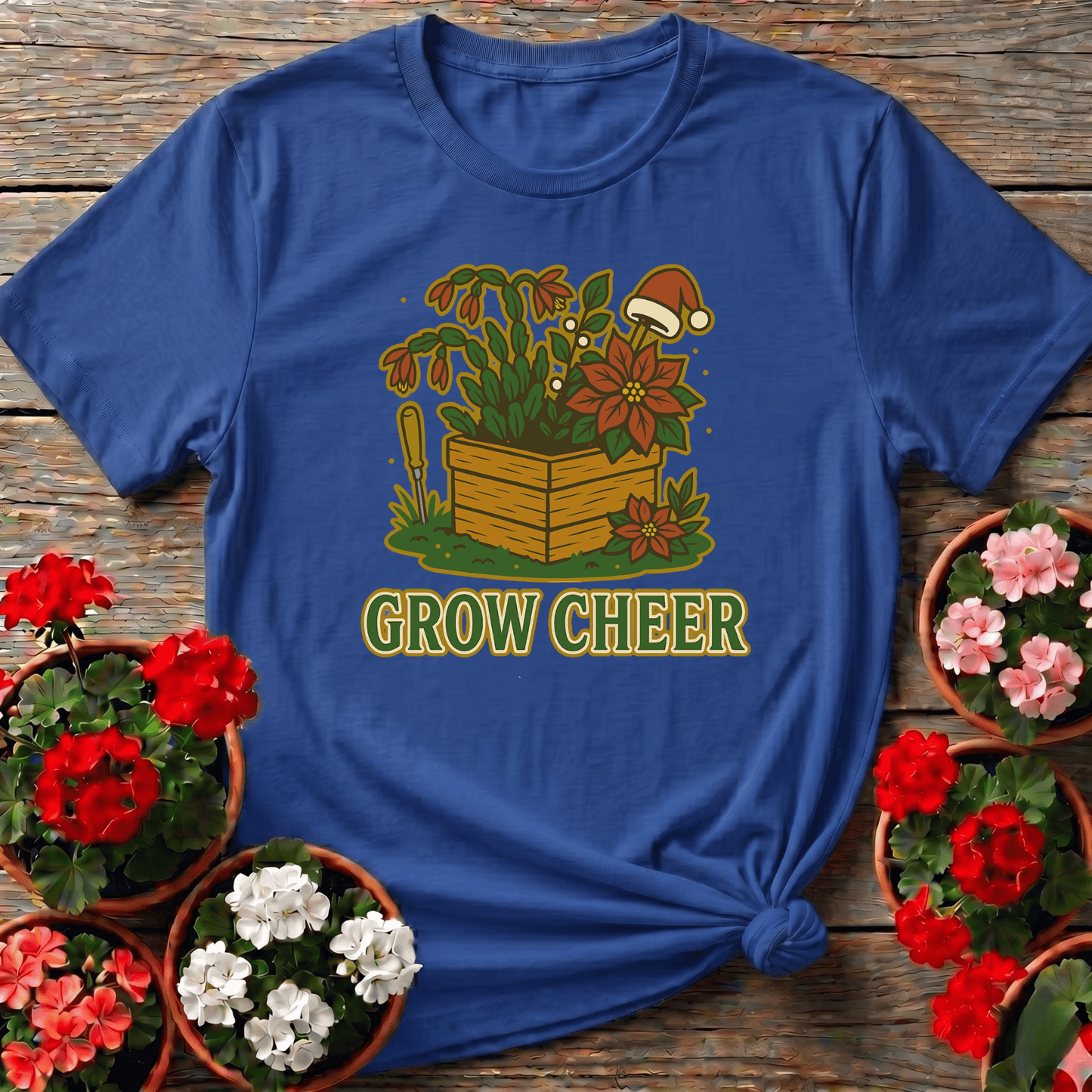 Grow Cheer Festive Christmas Plant T-shirt - GardeningTshirts