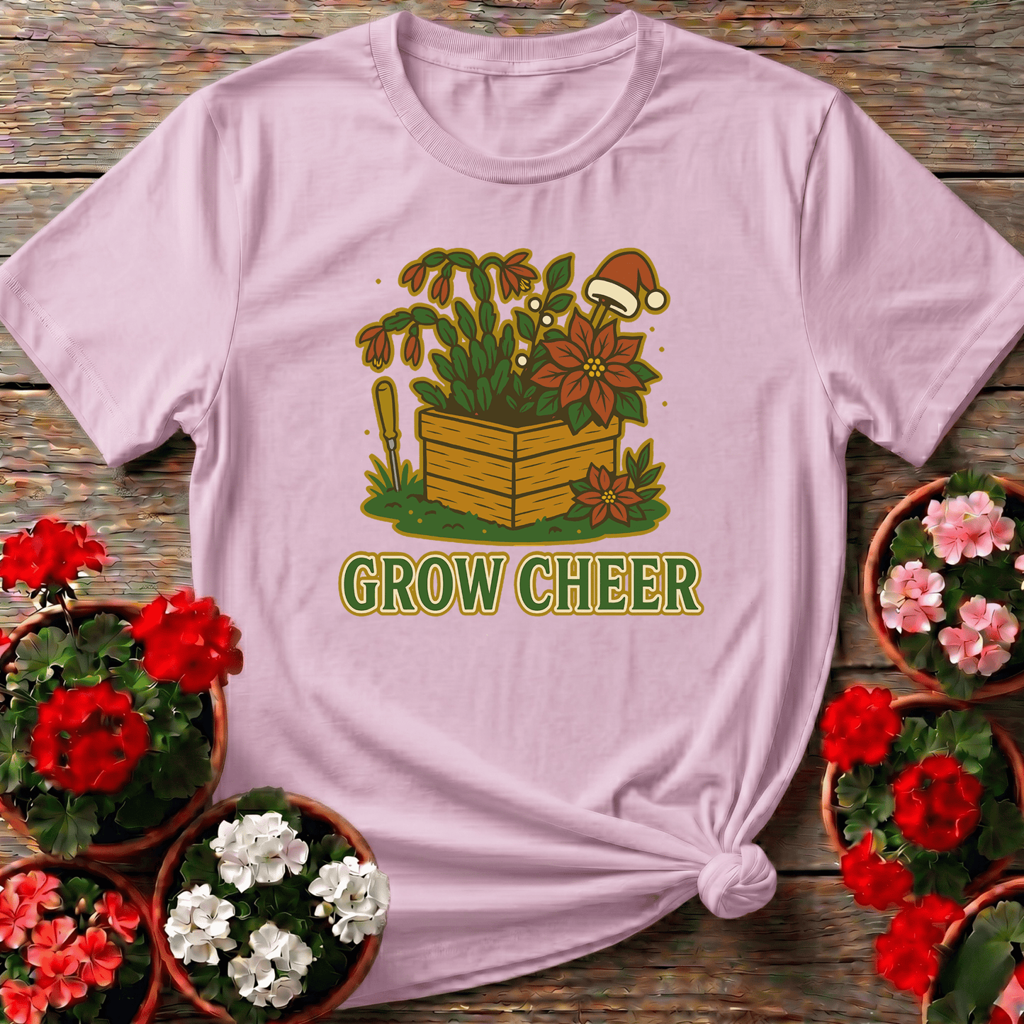 Grow Cheer Festive Christmas Plant T-shirt - GardeningTshirts