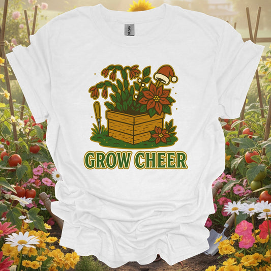 "Grow Cheer" Festive Christmas Plant T-Shirt - GardeningTshirts