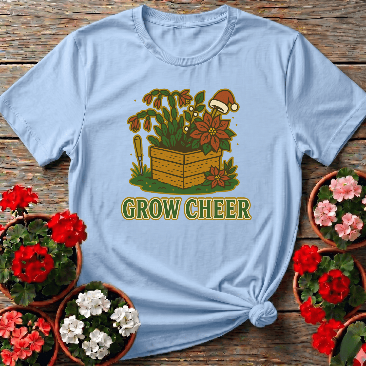 Grow Cheer Festive Christmas Plant T-shirt - GardeningTshirts