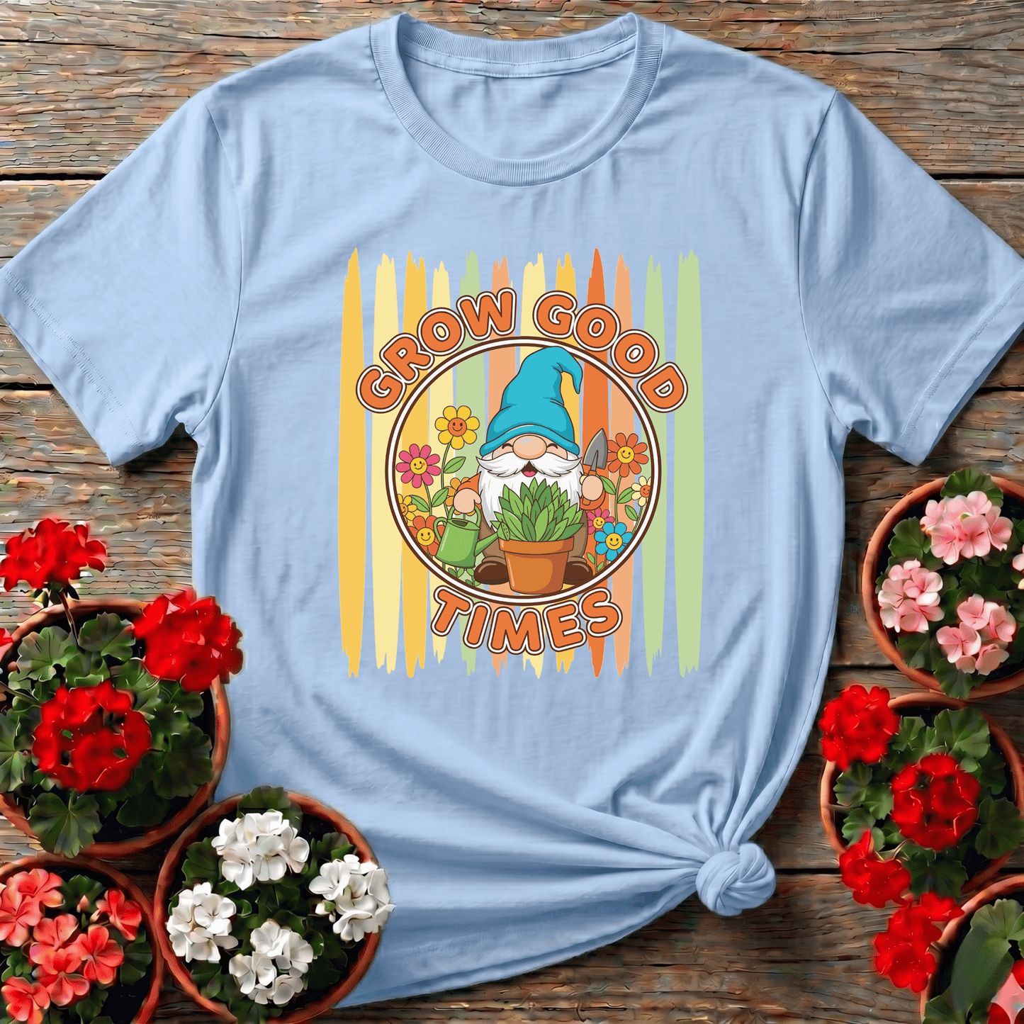 Grow Good Times Cute Gnome Gardener T-shirt - GardeningTshirts