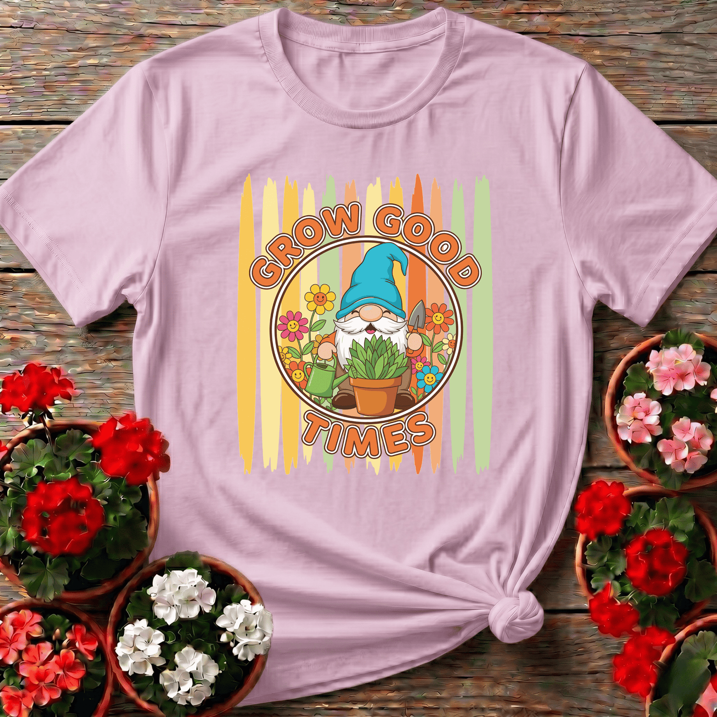Grow Good Times Cute Gnome Gardener T-shirt - GardeningTshirts