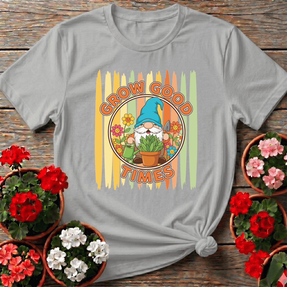 Grow Good Times Cute Gnome Gardener T-shirt - GardeningTshirts