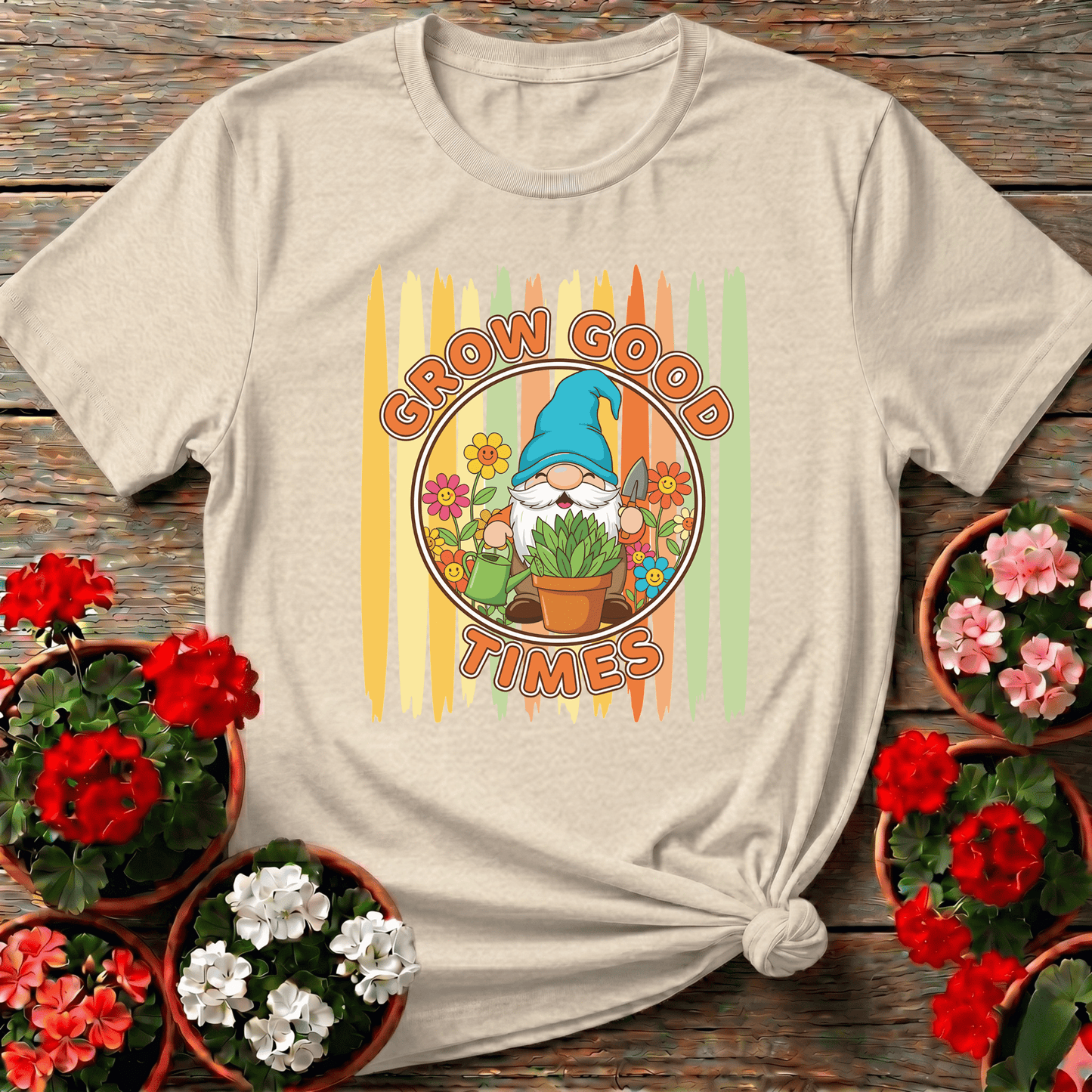 Grow Good Times Cute Gnome Gardener T-shirt - GardeningTshirts