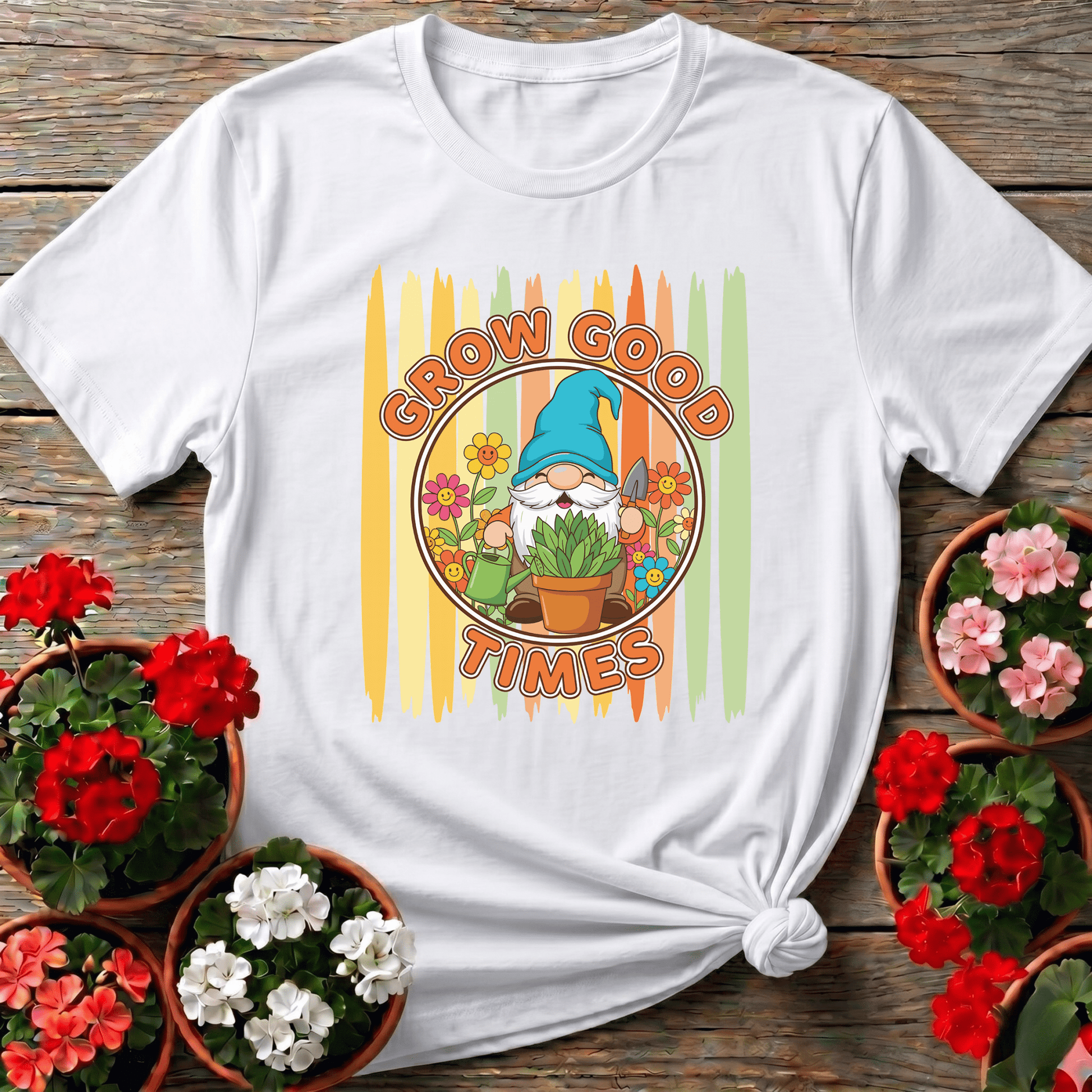 Grow Good Times Cute Gnome Gardener T-shirt - GardeningTshirts