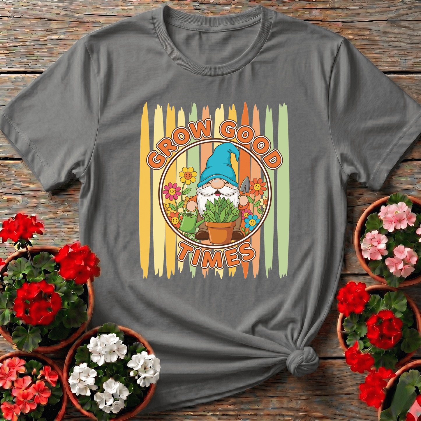 Grow Good Times Cute Gnome Gardener T-shirt - GardeningTshirts