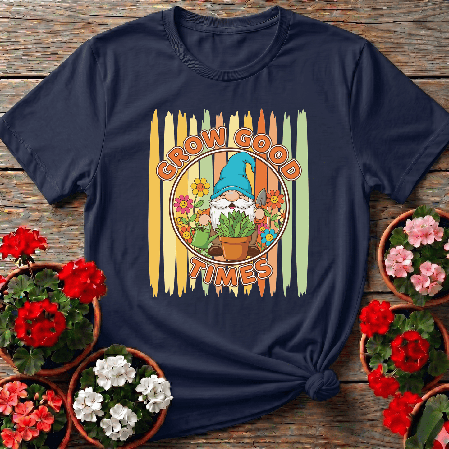 Grow Good Times Cute Gnome Gardener T-shirt - GardeningTshirts