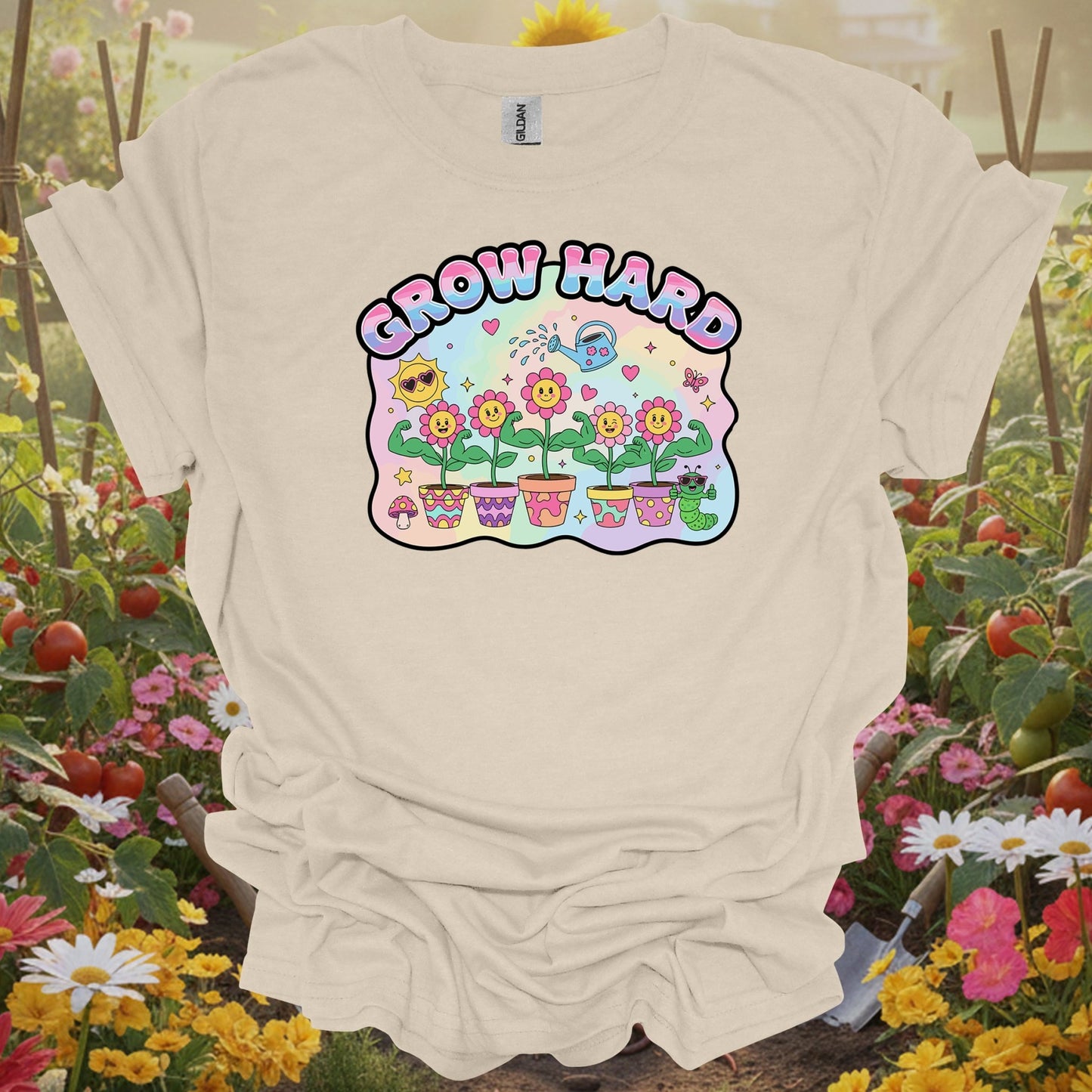 Natural tshirt showing bring some edgy retro energy to your landscape with this y2k psychedelic design for fermenters making sauerkraut and kimchi