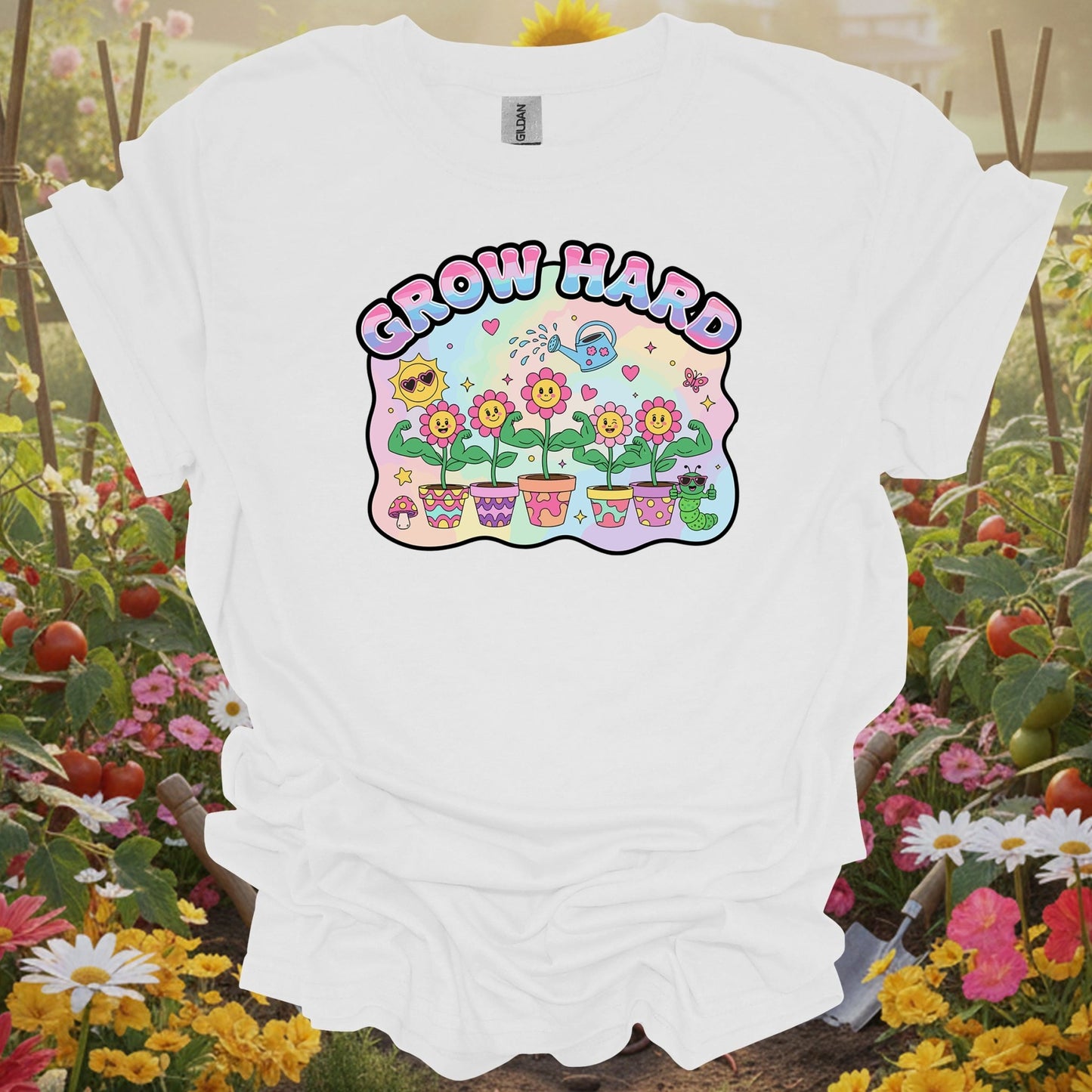White tshirt showing bring some edgy retro energy to your landscape with this y2k psychedelic design for fermenters making sauerkraut and kimchi