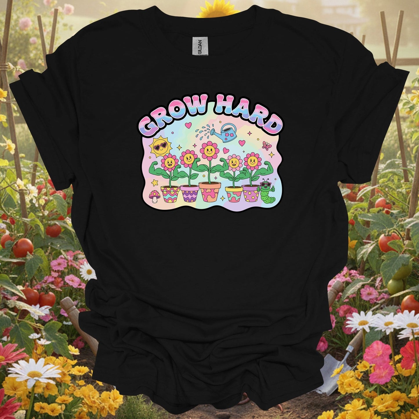 Black tshirt showing bring some edgy retro energy to your landscape with this y2k psychedelic design for fermenters making sauerkraut and kimchi