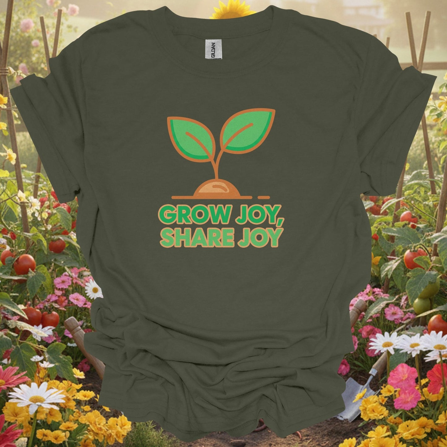 "Grow Joy, Share Joy" Inspirational Garden T Shirt - GardeningTshirts