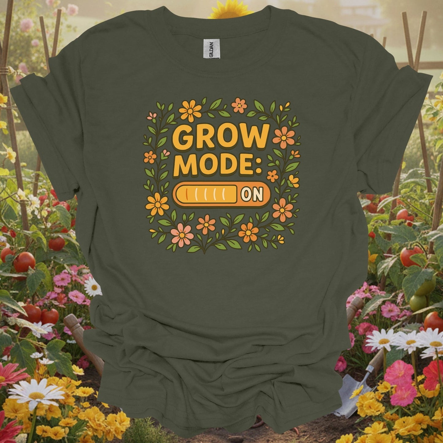 Grow Mode On Retro Floral T-shirt - GardeningTshirts