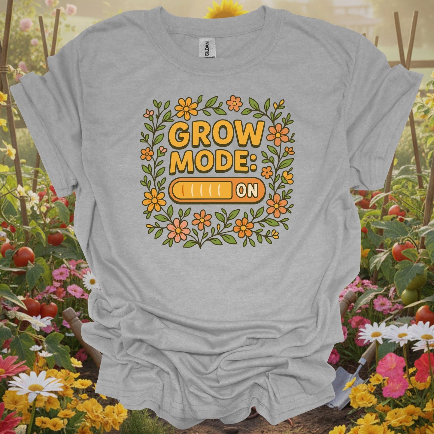 Grow Mode On Retro Floral T-shirt - GardeningTshirts