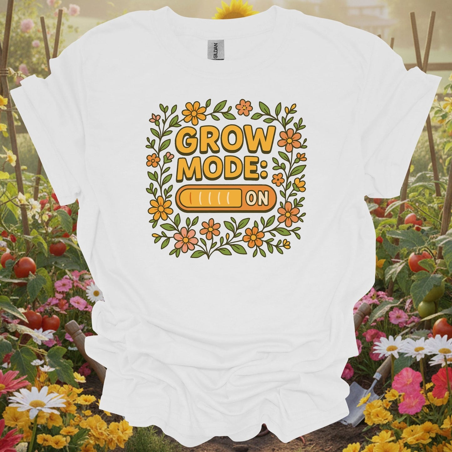 Grow Mode On Retro Floral T-shirt - GardeningTshirts