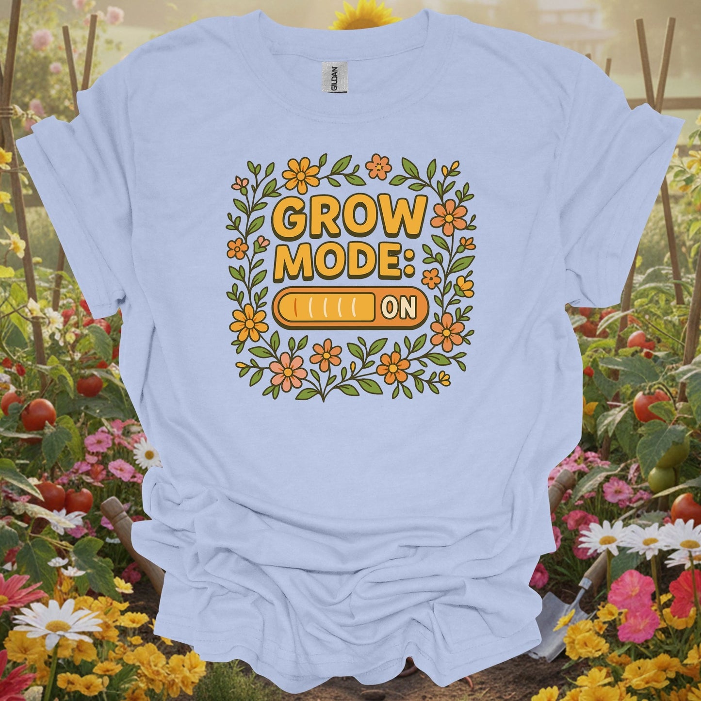 Grow Mode On Retro Floral T-shirt - GardeningTshirts