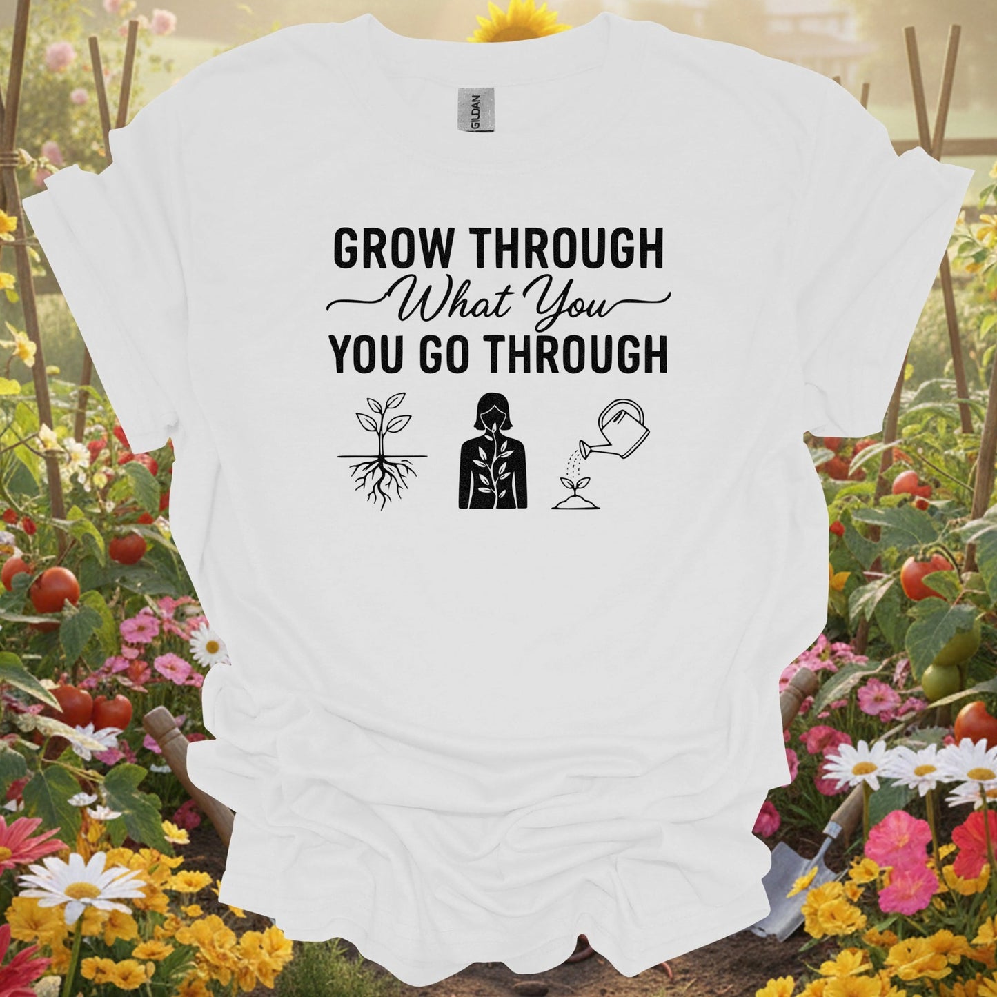 "Grow Through What You Go Through" Inspirational Gardening T-Shirt - GardeningTshirts