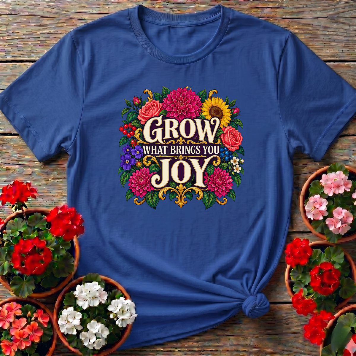 Grow What Brings You Joy Floral Gardening T-Shirt - GardeningTshirts