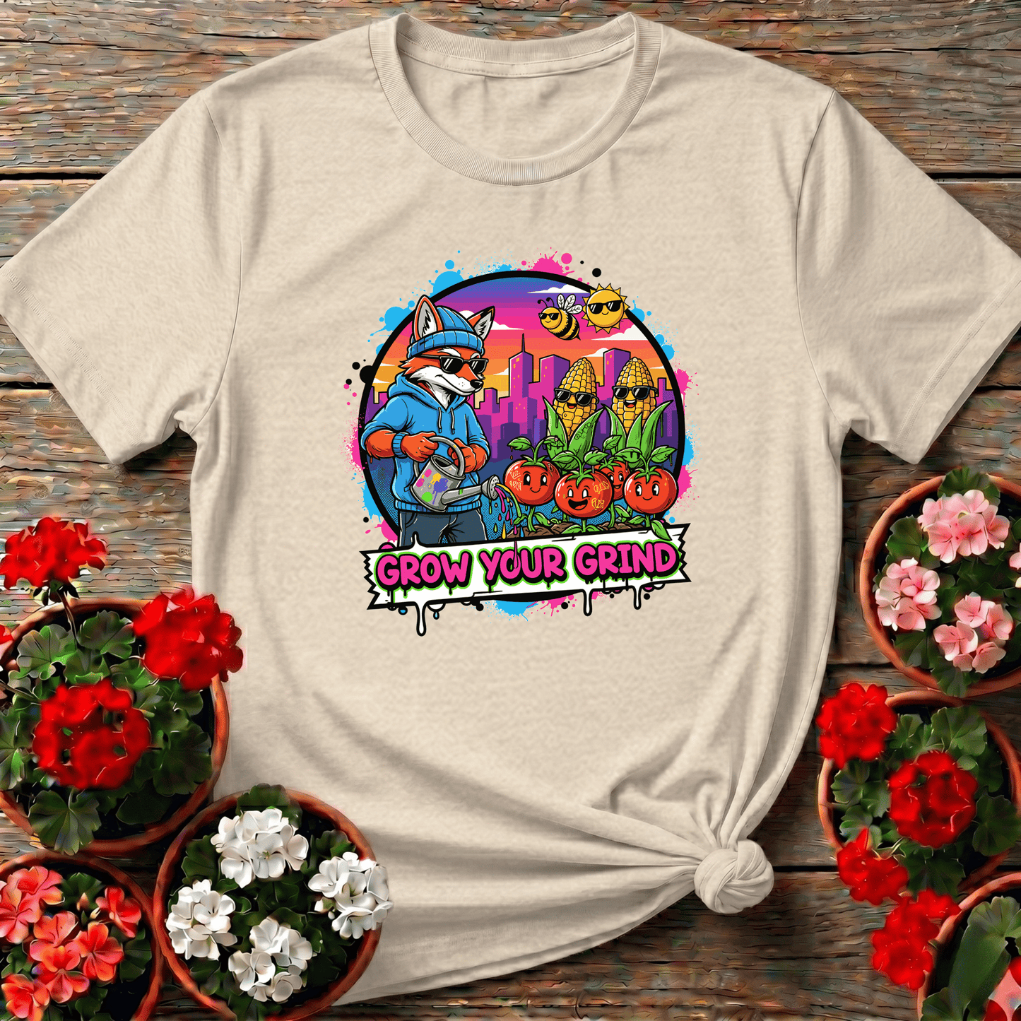 Grow Your Grind Urban Garden Retro Pop Art Tee - GardeningTshirts