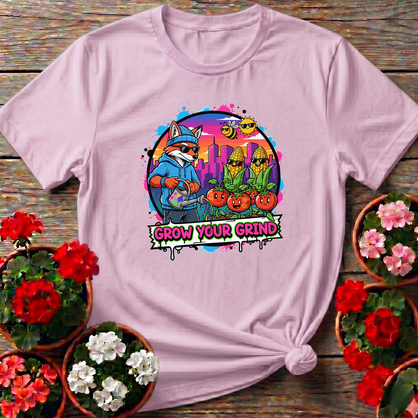 Grow Your Grind Urban Garden Retro Pop Art Tee - GardeningTshirts