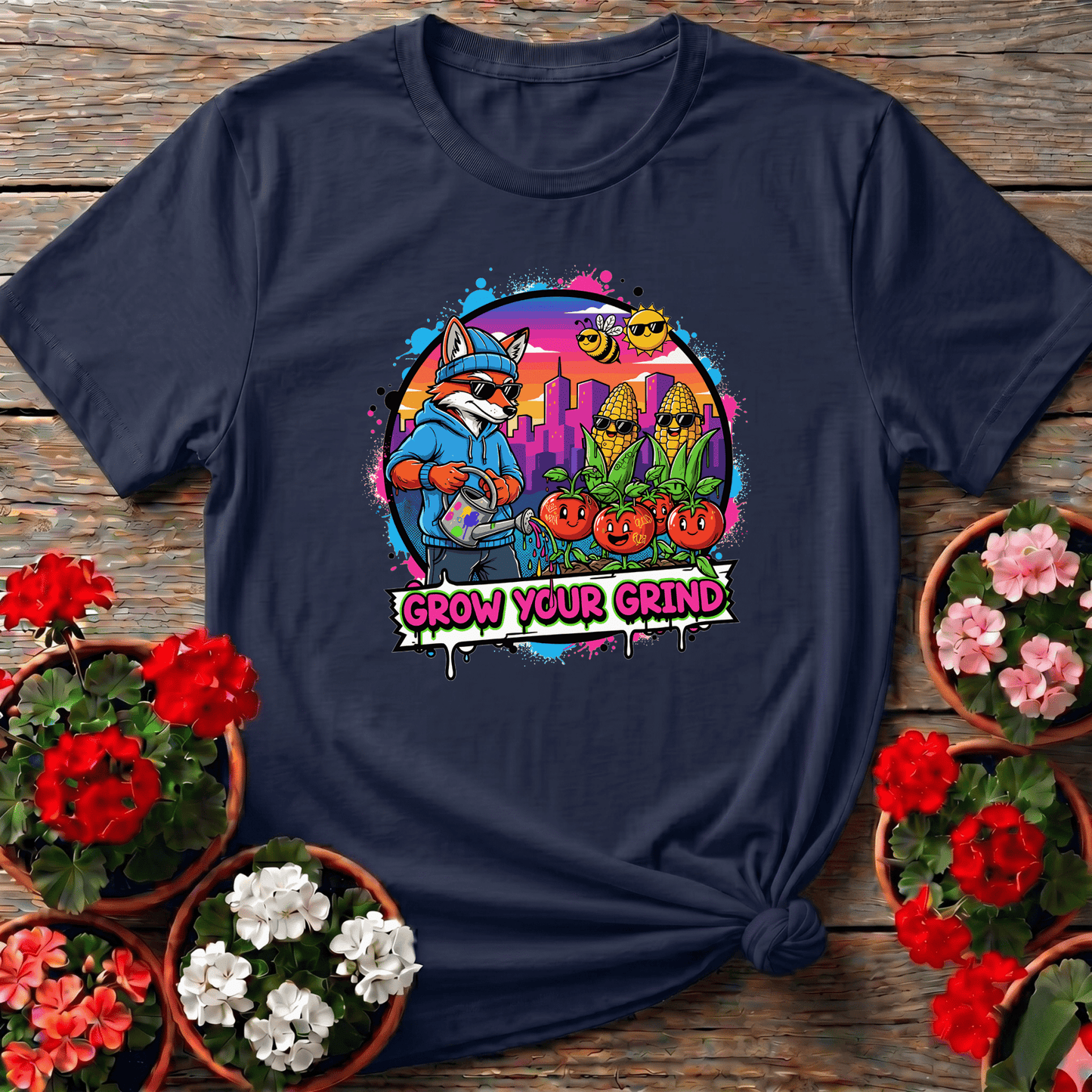 Grow Your Grind Urban Garden Retro Pop Art Tee - GardeningTshirts