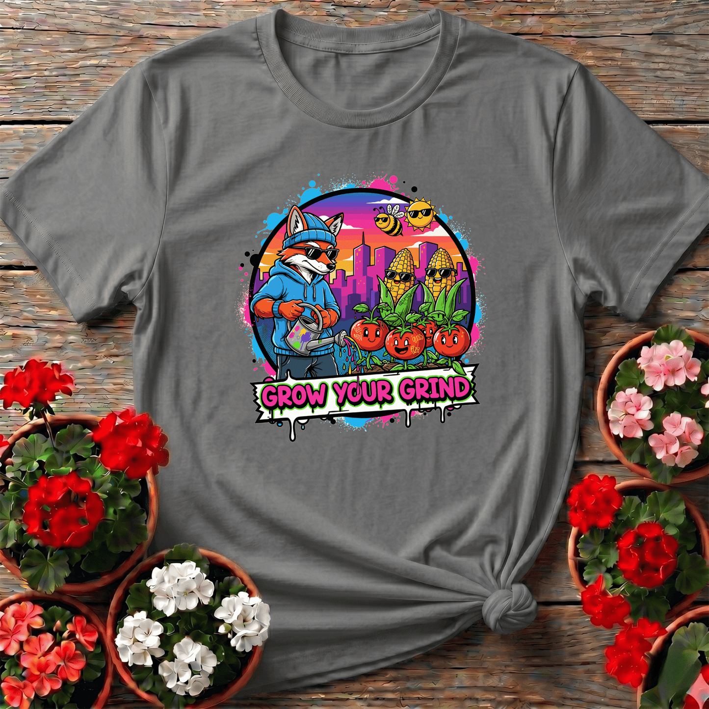 Grow Your Grind Urban Garden Retro Pop Art Tee - GardeningTshirts