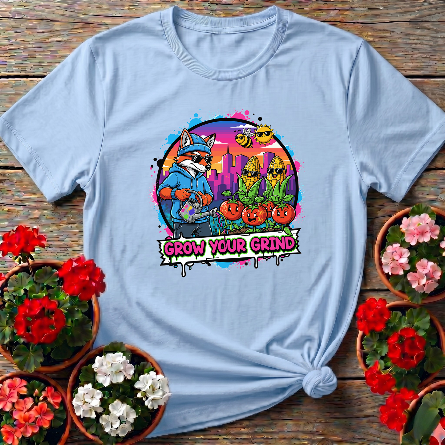 Grow Your Grind Urban Garden Retro Pop Art Tee - GardeningTshirts