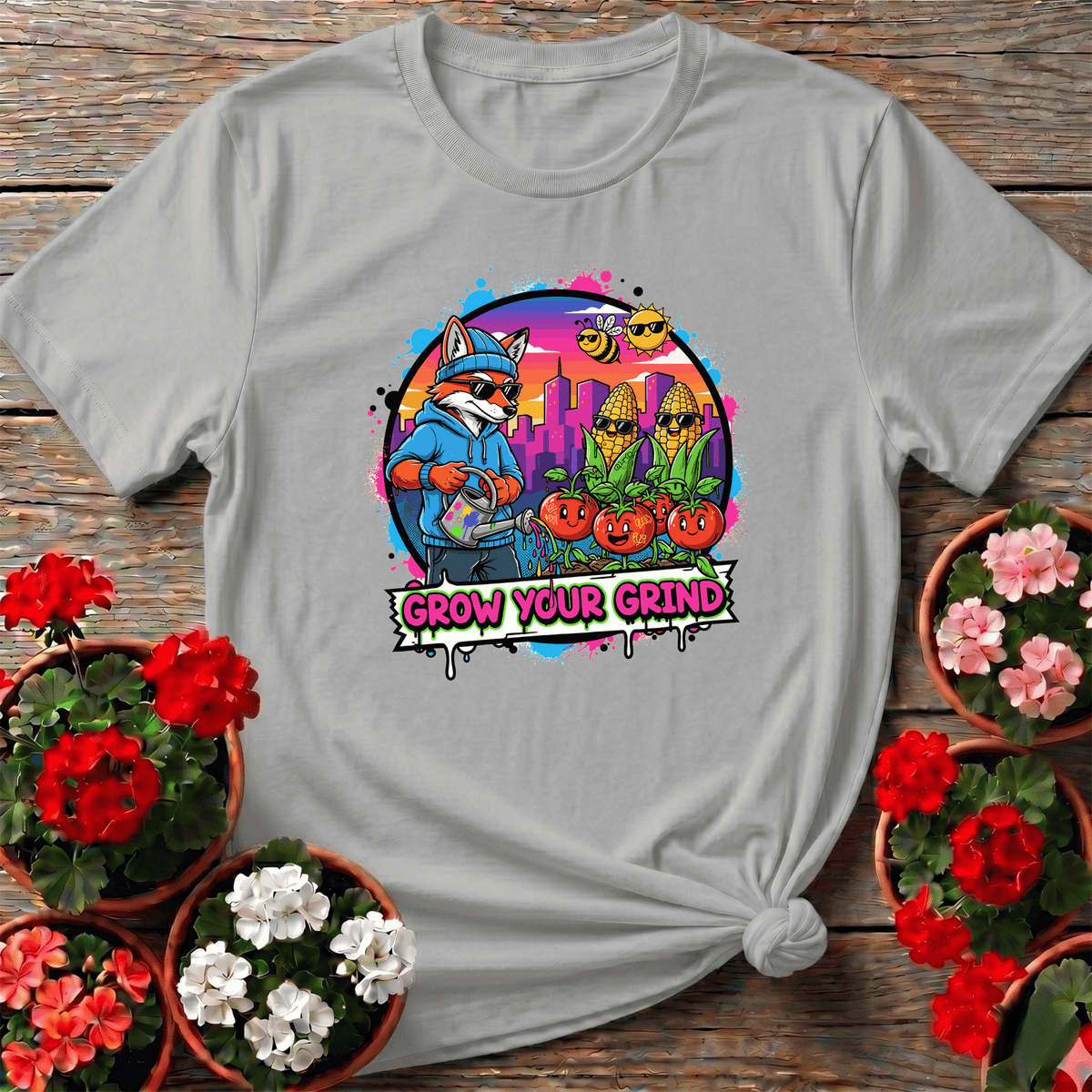 Grow Your Grind Urban Garden Retro Pop Art Tee - GardeningTshirts
